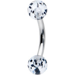 16G 1/4 Clear Black Glitter Ends Rook Curved Barbell