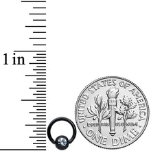 18G 1/4 Clear Gem Black Classic BCR Captive Bead Ring