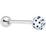 White Dice Barbell Tongue Ring