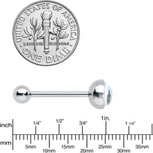 White Faux Opal Disc Top Barbell Tongue Ring