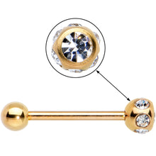 Clear Gem Rose Gold Tone Disco Ball Top Barbell Tongue Ring