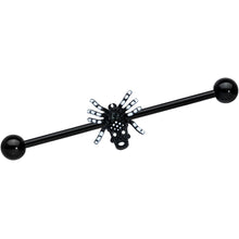 14G Clear Gem Black Skull Spider Halloween Industrial Barbell 38mm