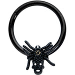 16G 3/8 Yellow Gem Spider Skull Halloween Hinged Segment Ring