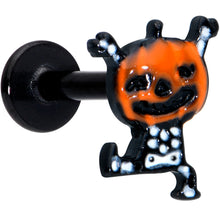 16G 5/16 Black Dancing Skeleton Pumpkin Halloween Labret Tragus