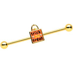 14G Gold Tone Trick or Treat Halloween Industrial Barbell 38mm
