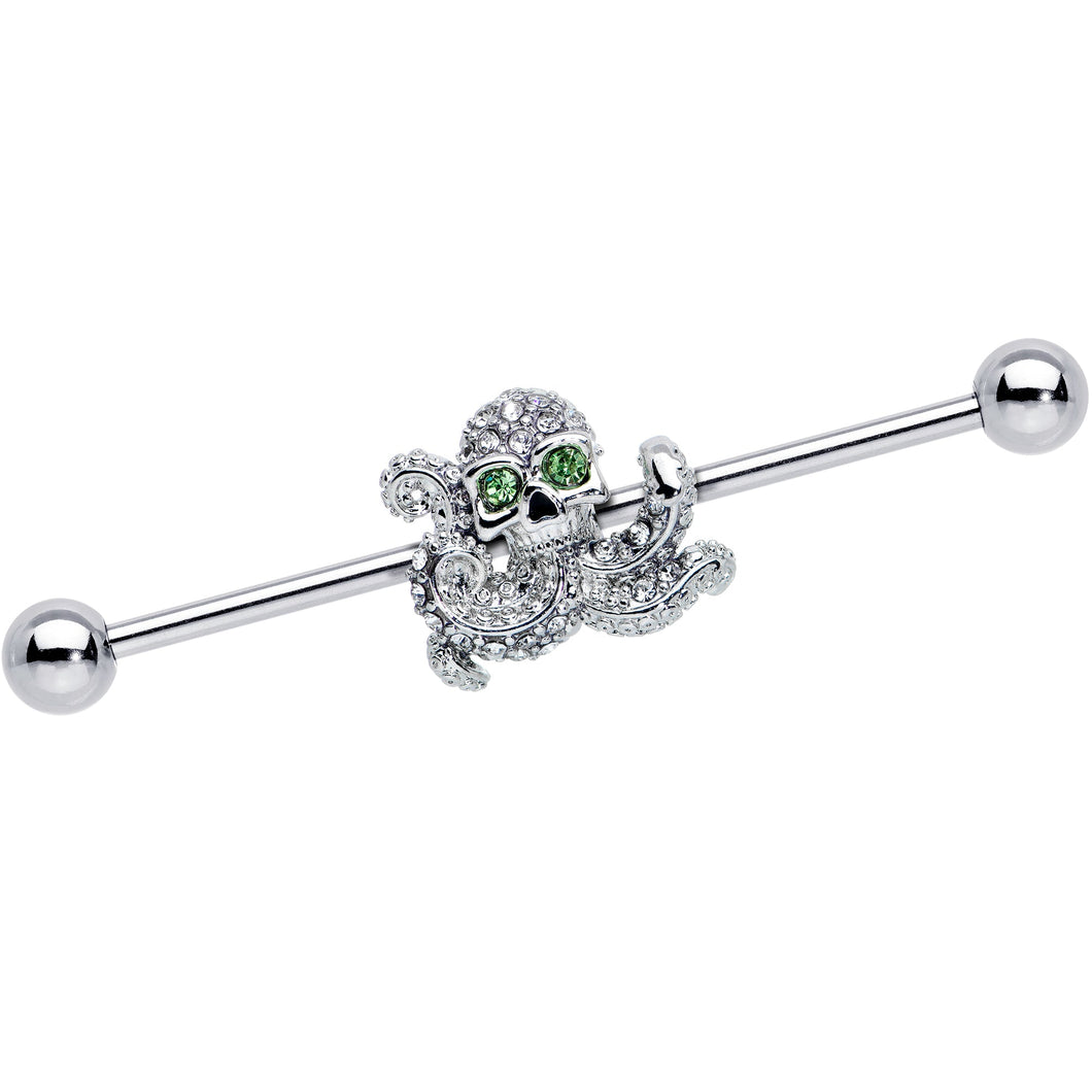 14G Clear Green Gem Sunglasses Octopus Industrial Barbell 38mm