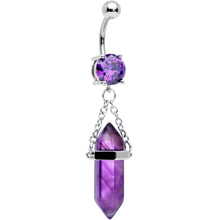 Purple Amethyst Stone Stone Hippie Dangle Belly Ring