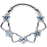 16G 3/8 Clear CZ Gem Open Heart Valentines Cartilage Clicker