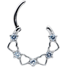 16G 3/8 Clear CZ Gem Open Heart Valentines Cartilage Clicker