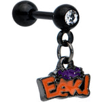 16G 1/4 Clear Gem Black Eek Spider Dangle Cartilage Earring