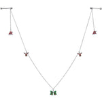 14G 9/16 White Orb Santa Hat Christmas Barbell Nipple Chain Set