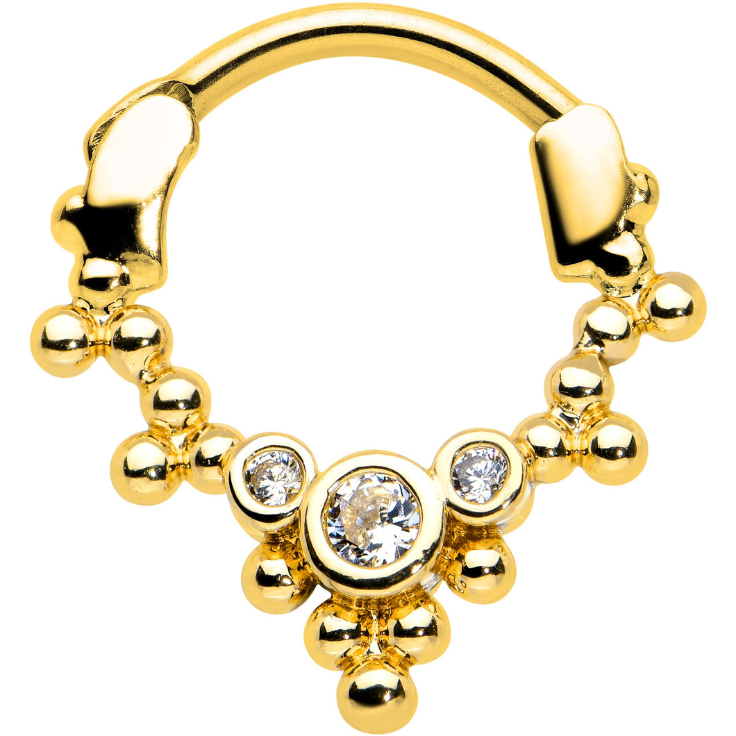 16G 5/16 Clear CZ Gem Gold Tone Princess Cartilage Clicker