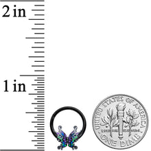 16G 3/8 Black Fantasy Faerie Wings Hinged Segment Ring