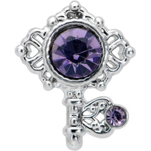 20G 1/4 Purple Gem Unlock My Heart Key Nose Bone