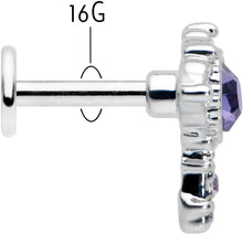 16G 1/4 Purple Gem Unlock My Heart Key Labret Monroe Tragus