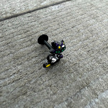 16G 1/4 Black Witch Cat Halloween Labret Monroe Tragus