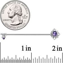 14G Purple Gem Unlock My Heart Key Industrial Barbell 38mm