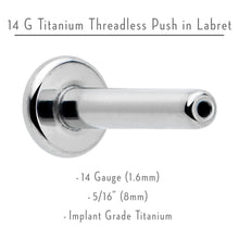 14G 5/16 G23 Titanium Threadless Post Only Labret Monroe Tragus