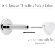 16G 1/4 G23 Titanium Threadless Post Only Labret Tragus