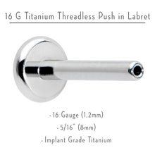 16G 5/16 G23 Titanium Threadless Post Only Labret Monroe Tragus
