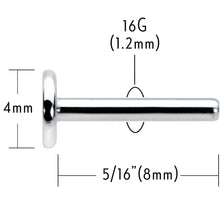 16G 5/16 G23 Titanium Threadless Post Only Labret Monroe Tragus
