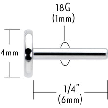 18G 1/4 G23 Titanium Threadless Post Only Labret Tragus
