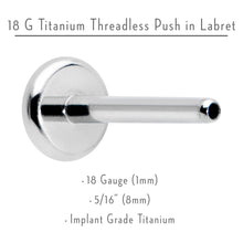 18G 5/16 G23 Titanium Threadless Post Only Labret Tragus Nose