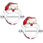 14G 5/8 Festive Red Nosed Santa Claus Christmas Nipple Shield Set