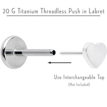 20G 1/4 G23 Titanium Threadless Post Only Labret Tragus Nose