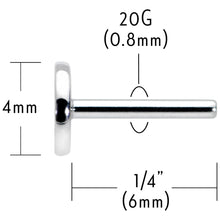 20G 1/4 G23 Titanium Threadless Post Only Labret Tragus Nose