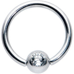 14G 1/2 Clear Gem BCR Captive Bead Ring