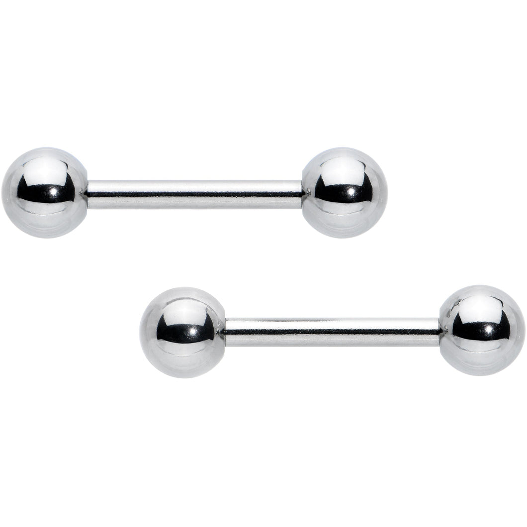 14G 1/2 Simple Classic Barbell Nipple Ring Set