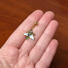 Clear Gem Gold Tone Iris Flower Belly Ring
