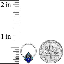 16G 3/8 Blue Gem Rococo Blue Hinged Segment Ring
