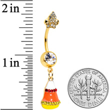 Clear Red Gem Gold Hue Candy Corn Treat Bag Dangle Belly Ring Set of 2