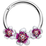 16G 3/8 Red Purple Double Flower Hinged Segment Ring