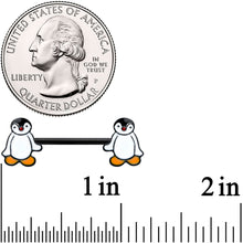 14G 9/16 Black Baby Penguin Barbell Nipple Ring Set