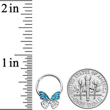 16G 3/8 Simple Blue Butterfly Wings Hinged Segment Ring