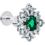 16G 5/16 Green Gem Ornate Art Deco Labret Monroe Tragus