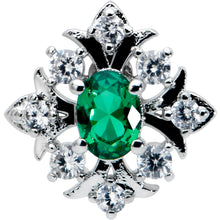 16G 5/16 Green Gem Ornate Art Deco Labret Monroe Tragus