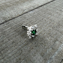 16G 5/16 Green Gem Ornate Art Deco Labret Monroe Tragus