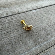 16G 5/16 Yellow Gem Gold Tone Duet Scroll Labret Monroe Tragus