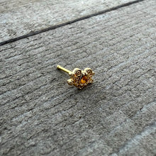 20G 1/4 Yellow Gem Gold Tone Duet Scroll Nose Bone