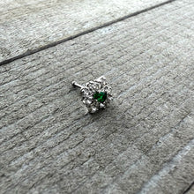 20G 1/4 Green Gem Ornate Art Deco Nose Bone