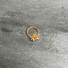 16G 3/8 Yellow Gem Gold Tone Duet Scroll Hinged Segment Ring