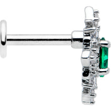 16G 1/4 Green Gem Ornate Art Deco Labret Monroe Tragus