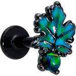 16G 1/4 Green Synthetic Opal Black Fall Leaf Labret Monroe Tragus