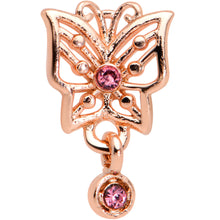 16G 1/4 Pink CZ Gem Rose Gold Tone Butterfly Cartilage Tragus