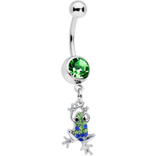 Green Blue Gem Fabulous Frog Dangle Belly Ring