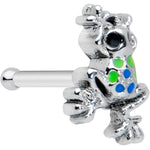 20G 1/4 Black Gem Polka Dot Blue Green Frog Nose Bone